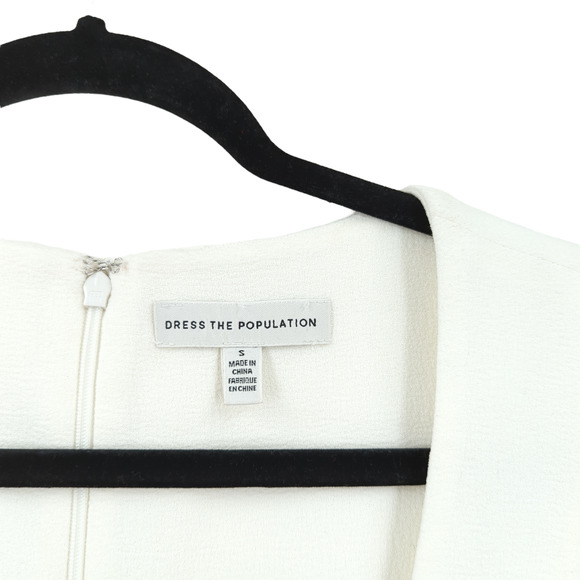 DRESS THE POPULATION Women S Monroe Gown Dress Off White Side Slit Sweetheart - Picture 3 of 9